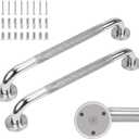 2 Pack 24 Inch Knurled Mirror Polished Shower Grab Bar, Extended Bathroom Safety Grab Bars for Elderly Disabled, Wall Mounted Heavy Duty Handrail for Tub & Shower, Stainless Steel & Easy to Clean