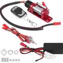 RC Car Winch, 1/10 Scale RC Model Vehicle Crawler Car Accessory Metal Winch with Remote Controller
