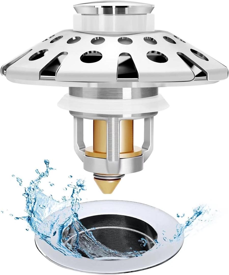 AzWzz Bathroom Sink Stopper, Sink Hair Catcher, Bathroom Sink Drain Strainer Pop Up Drain Cover Plug, Universal for 1.1 to 1.65in Sink Drain Hole