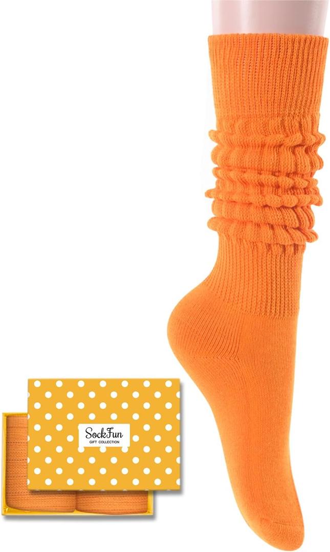 Slouch Socks for Women - Green Purple Long Boot Stack Socks, Orange Yellow Pink Blue Gifts