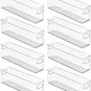 mDesign Plastic Bathroom Storage Container Bins w/ Handles - Closet, Cabinet, Vanity, Cupboard Shelf Organization, Hair Tools Accessory Organizer - Ligne Collection; Clear, ‎5x3.75x16 (Pack of 8)