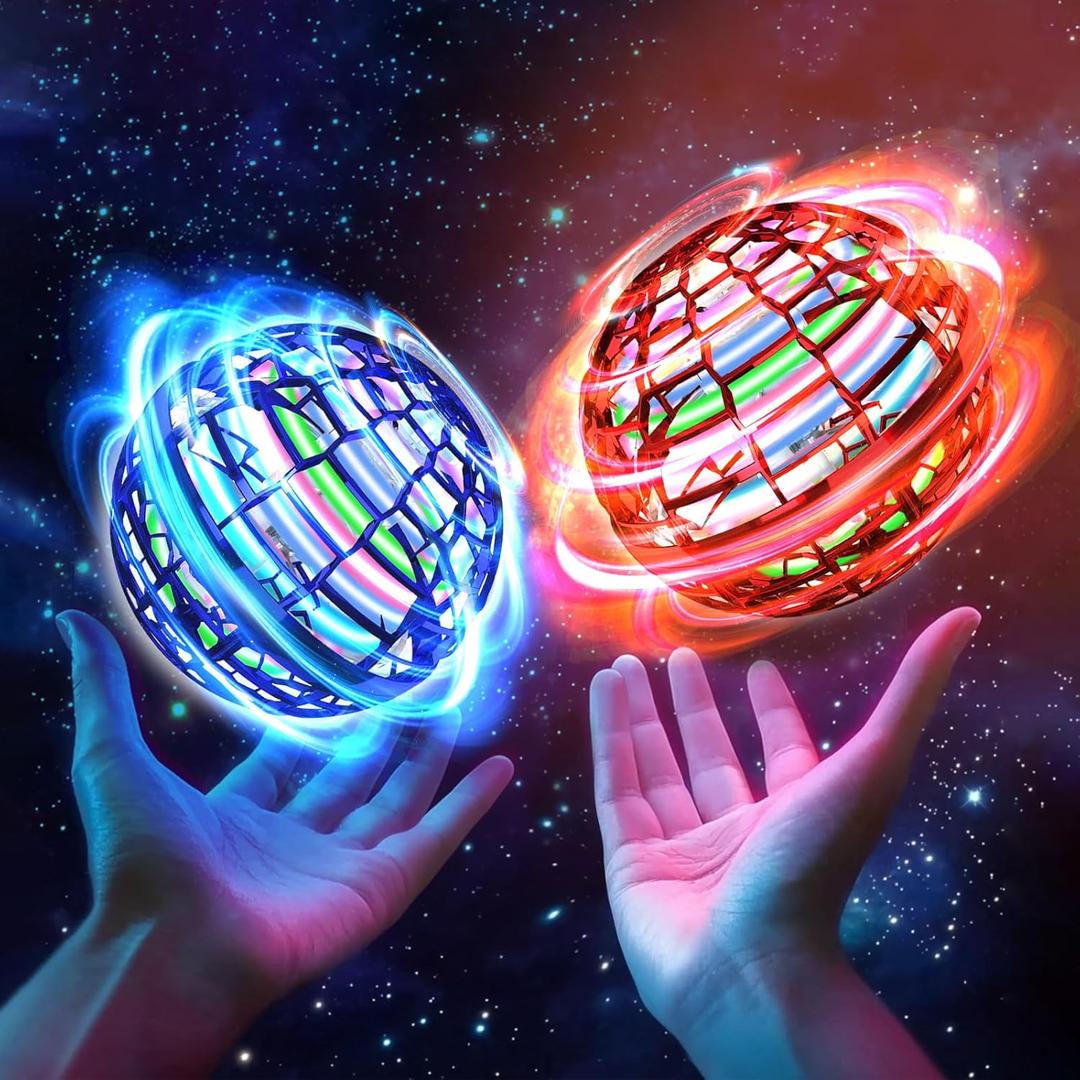 Upgraded 2 Pack Flying Orb Ball 2025 Hover Orb Galaxy Boomerang Ball Cosmic Floating Globe Magic Galactic Flying Spinner Balls Hand Drone Fidget Toys for Kids Ages 6+ Year Old Boys Girls BR