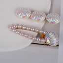 2 x 8PCS Pearl Hair Clips Set,Shiny Shell-Shaped Barrettes-Elegant Bridal Hair Accessories for Women&Girls,Wedding Gift(White)