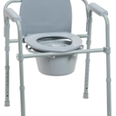 Drive Medical 11148-1 Folding Steel Bedside Commode Chair, Portable Toilet, Supports Individuals Weighing Up To 350 Lbs, with 7.5 Qt. Bucket and 13.5 Inch Seat, Grey