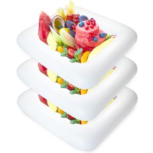 Novelty Place Inflatable Ice Serving Buffet Bar - Salad Food & Drinks Cooler Serving Tray for Summer Party Picnic & Camping (Pack of 3, 24 Inches)