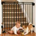 Baby Gate for Stairs, Doorways & Hallways with Auto Close 26.4"-43" W x 39" H, Extra-Wide Walk Thru and No Bottom Bar for Easy Access, Adjustable Safety Gate for Dogs & Toddlers, Black