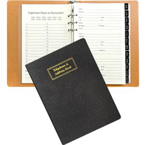 Refillable Address Book with Alphabetical Tabs, w/Pockets, 648 Large Print Telephone Birthday Email PU Leather Hardcover Durable for Women Men Seniors Home Office, 236Pages, A5, Black, 6.5 x 9.1 x1.02 inche