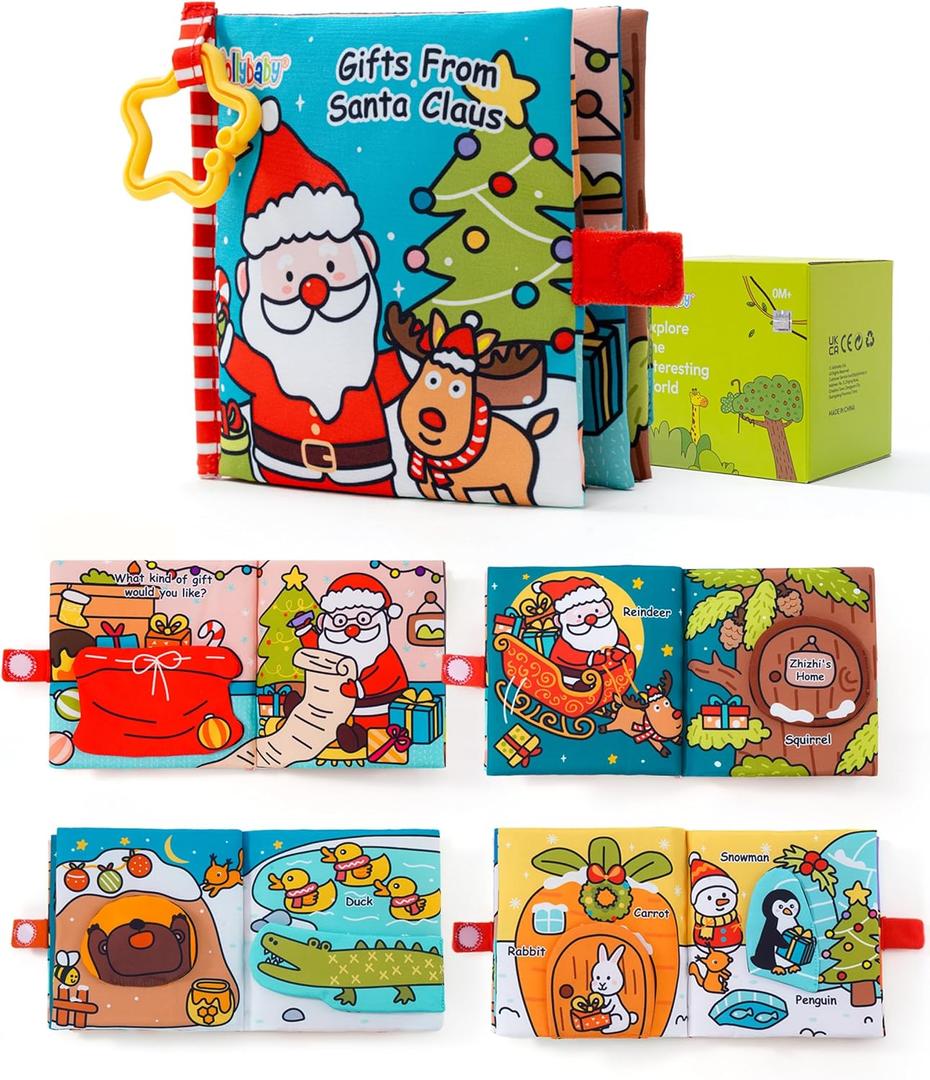 Jollybaby My Baby First Christmas Book Toys for Toddler 6-12-18-36 Months, Car Seat Stroller Crib Hanging Toy, Christmas Stocking/Socks Stuffers Gifts for Tummy Time Infants/Newborns Boy and Girl