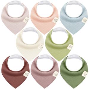 KeaBabies 8-Pack Bandana Bibs for Baby Girls, Boys - Organic Cotton Baby Bibs for Drooling & Teething Newborn, Toddler, Infant 0-36 months, Extra Soft, Absorbent Cloth with Snaps (Moor/Quin)