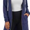 DUOYANGJIASHA Womens Hoodies Zip Up Sweatshirts Oversized 2026 Fashion Long Hooded Fall Winter Fleece Jackets with Pockets (Large, Blue)