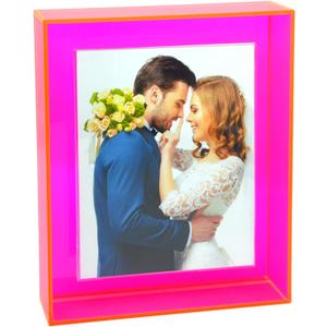 5x7 Acrylic Picture Frame for Wall and Tabletop Neon Floating Photo Frame with Decorative Bright Color, Neon Pink
