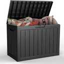 Outdoor Storage Deck Box, 45 Gallon Outside Storage Box Waterproof Deck Box, Lockable Patio Storage Box UV-Resistant for Garden Furniture, Black