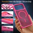 Magnetic for iPhone 17 Pro Max Case, [Compatible with Magsafe] [Military-Grade Protection] [Translucent Matte] Anti-Scratch Back, Non-Slip, Shockproof Protective Phone Cover 6.9", Hot Pink