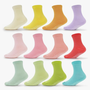 CozyWay Non-Slip Ankle or Crew Grip Toddler Socks, 12 Pack for Boys & Girls, Colorful, 1-3 Years Old