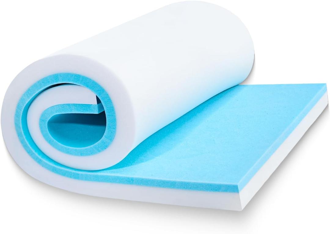 High Density Upholstery Foam Cushion - 1" Thick x 24" x 72", Gel Memory Foam Support Padding for Seat Cushion Replacement, DIY Projects, Sofa Mattress Support