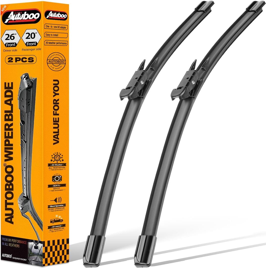 AUTOBOO 26"+20" Windshield Wiper Blade Replacement for Toyota Avalon 2005-2012 Ford Taurus 2011-2018 -Original Factory Quality (Pack of 2)