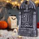 AYOGU 17 Halloween Foam RIP Graveyard Tombstones, 5 Pack Tombstone with 10 Metal Stakes for Halloween Decorations