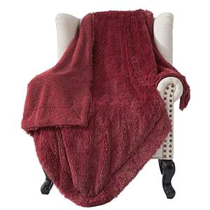 Bedsure GentleSoft Fluffy Burgundy Red Throw Blanket, Maroon Red Decor Gifts for Women, Soft Cozy Fuzzy Sherpa Fleece Plush Thick Warm Faux Fur Throws for Couch, Bed, Blanket for Mom, 50x60