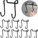 Tinfol 8 Pack Cabinet Door Hooks, Double S-Shaped Over Door Shower Hook, Stainless Steel Over Door Hook, for Kitchen, Bathroom, Closet, Cabinet Cupboard, Shower, Drawer, Wardrobe, Office (Black)