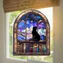 3 x Hyturtle Book Lovers Suncatcher Ornament 2025  Black Cat Window Hanging, Book Themed Christmas Tree Decoration, Librarian Gift, Book Club Ornament, Unique Bookish Keepsake for Readers, 5"