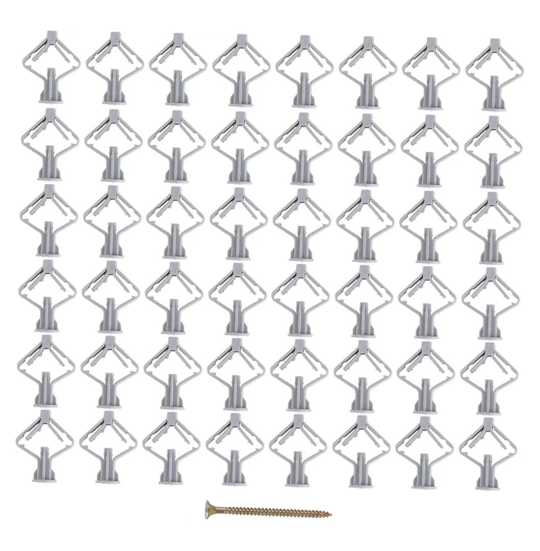 100pcs Plastic Butterfly Plug Wall Anchor for Drywall Repair Stucco Anchors