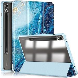 Xuanbeier Case for Samsung Galaxy Tab S9 11 inch 2023 Case,Slim Drop Protection Tri-Fold Cover with Hard Shell Transparent Back and S Pen Holder Stand Smart Cover with Auto Wake/Sleep,Waves