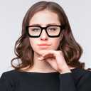 REAVEE 3 Pack Thick Frame Reading Glasses for Women Men, Oversized Fashion Blue Light Blocking Readers Spring Hinge