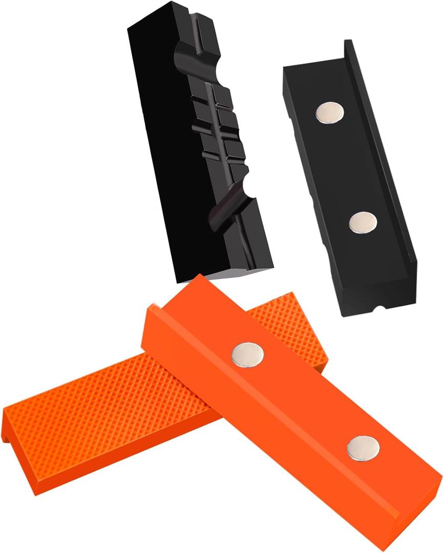 4.5 Inch Bench Vise Block-2 Pairs,Strong Magnetic Soft Protective Covers,1 Multi-Groove Jaw Pads,1 Standard Waffle Surface Jaw Pads