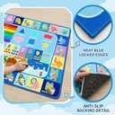 Educational ABC Area Rug for Bedroom, Classroom, 4.5x6 Ft Learning Alphabet Rug with Numbers Animals Seasons Fruits, Non-Slip Washable Soft ABC Floor Carpet, Blue