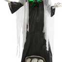 Haunted Hill Farm 7-Ft. Tall Graveyard Ghoul, Motion Activated Scary Halloween Prop, Battery Operated with On-Off Switch, Light-Up Eyes and Chest for Indoor or Covered Outdoor Halloween Decorations