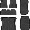 7F Car Floor Mats for New Version 2023-2025 Tesla Model 3, All Weather Car Floor Liners, Full TPE Floor Mat Kit Set of 6, Black