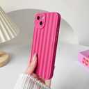NITITOP Compatible with iPhone 15 Plus Case Cute Stylish Line Stripe Pattern Design for Women Girls Soft TPU Shockproof Full Camera Protective Phone Cover - Rose Red