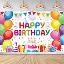 Happy Birthday Banner - Birthday Decorations for Kids Colorful Birthday Party Banners Welcome Happy Background Sign for Theme Party Decorations Indoor Outdoor