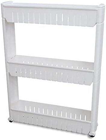 Slide Out Storage Tower White, 3-Tier, 4.4"D x 9.5"W x 21.8"H