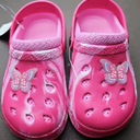Butterfly Size 12 Pink Children's Clogs Slip-on Slides Non-Slip Pool Beach