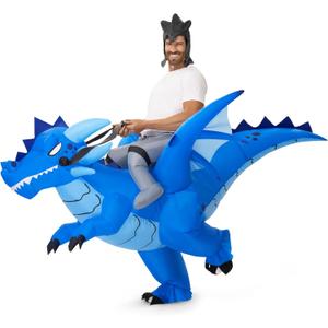 Spooktacular Creations Halloween Inflatable Costume, Riding an Ice Dragon, Riding Blow-up Dinosaur Suit for Themed Parties (X-Large(75In))