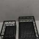 Tosnail Set of 2 Pack Rectangular Metal Railing Plant Stand, Large and Small Flower Pot Holder, Fence Planter Tray for Indoor Outdoor Use - Black