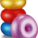 Libima 4 Pcs Flexible Seating for Classroom Inflatable Ball Chairs with Pump Donut Exercise Ball Cushion Seat for Balance and Stability Training School Home Office Gym Yoga Workout (Mixed Color)