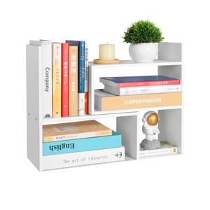 Desktop Shelf Organizer,Adjustable Stackable Office Storage Rack,Wood Display Shelf,White Small Bookshelf for Desktop,Tabletop Desk Shelf,Multipurpose Shelves for Office, Dormitory,Home Decor.