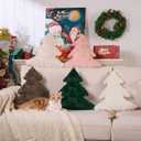 Lanpn Christmas Tree Pillows Set of 2, Tree Christmas Decoration Winter Soft Cute Xmas Tree Shaped Throw Cushion for Bedroom Couch Sofa Xmas Decor (18x16 inch, Beige)