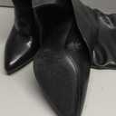 Modatope Knee High Boots Women Fold Over Knee High Boots Chunky High Heels Long Boots Zipper Pointed Toe Dress Tall Boots for Women (6, Black Pu)