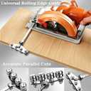 Circular Saw Guide Rail Set 12in & 24in, Adjustable Circular Saw Roller Guide, Positioning Calipers for Precise Measurements and Straight Cuts, Rip Fence Edge Guide for Woodworking and DIY Projects