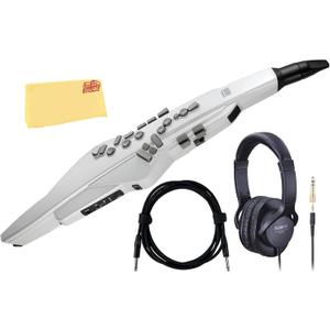 Roland AE-20W Aerophone Digital Saxophone Bundle with Headphones, Instrument Cable, and Austin Bazaar Polishing Cloth