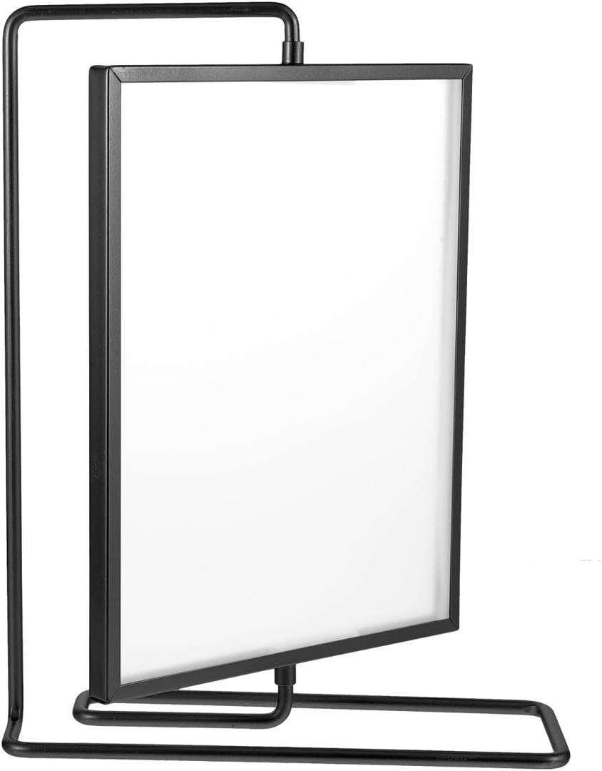 Unomor 8 Inch Double Sided Rotating Black Metal Picture Frame with Acrylic Floating Photo Display for Home Decoration and Vertical Postcard Stand