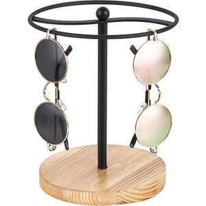 Mkono Sunglasses Organizer Glasses Holder Stand Sunglass Storage Display Eyeglasses Rack for up to 12 Pairs of Eyewear Glasses for Table Dresser Desk Countertop Bedroom (1, Wood)