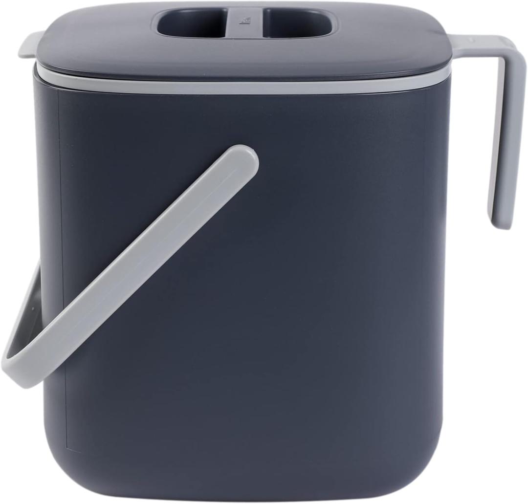 Blue Ginkgo Kitchen Compost Bin [2.6L / 0.69 GAL]  Filter-Free, Odor-Tight Countertop Food Waste Pail with Handles (Made in Korea, Gray)