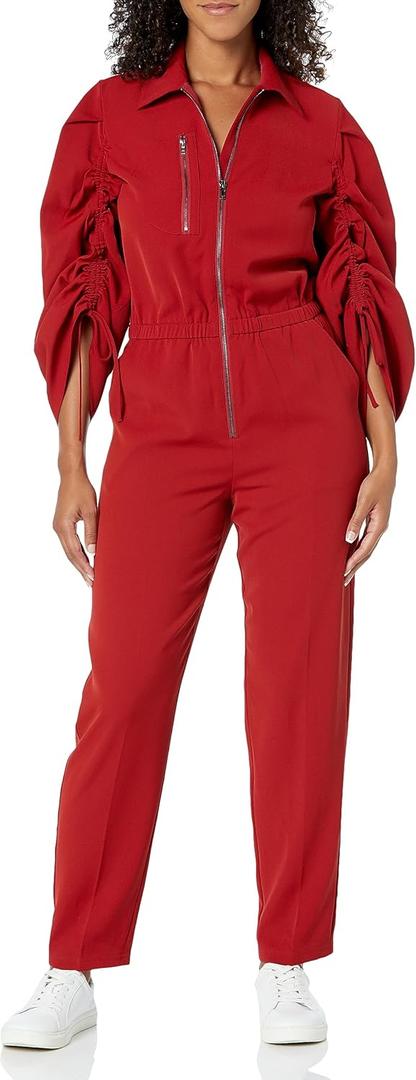 The Drop Women's Flame Scarlet Zip Front Woven Jumpsuit by @kass_stylz (X-Large)