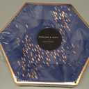 Harlow & Grey Erika Small Party Plates Set, 24 Ct Pack, 8 Elegant, Abstract Disposable Paper Dinnerware Supplies for Birthday, Wedding, Shower, Anniversary, Engagement, Holiday, Navy Blue & Rose Gold