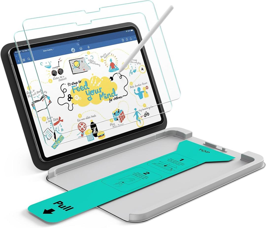 ESR 2 Pack Paper-Feel Screen Protectors for iPad Pro 11 Inch (M5/M4) 2025/2024, 9H Matte Writing Tempered Glass Film with Ultra Fit Tray, Write and Draw Like on Paper, Anti-Glare, Bubble-Free