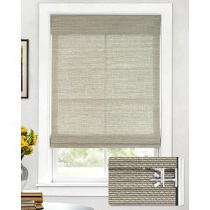 LazBlinds No Drill Cordless Bamboo Roman Shades, Light Filtering Blinds for Indoor Windows, Roll Up Bamboo Blinds for Home, 28" W x 64" H, Star-Grey